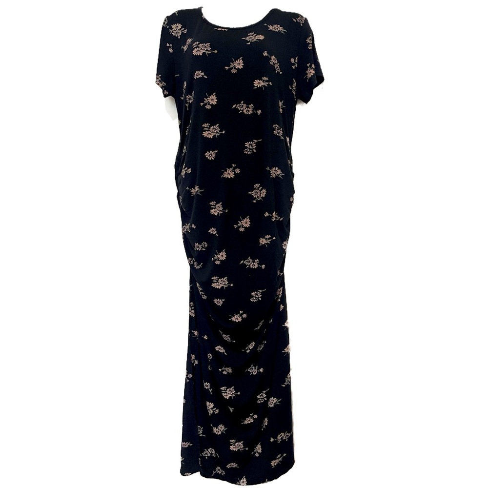 Smallshow Maternity Lightweight Short Sleeve Summer Maxi Dress | Sz L
